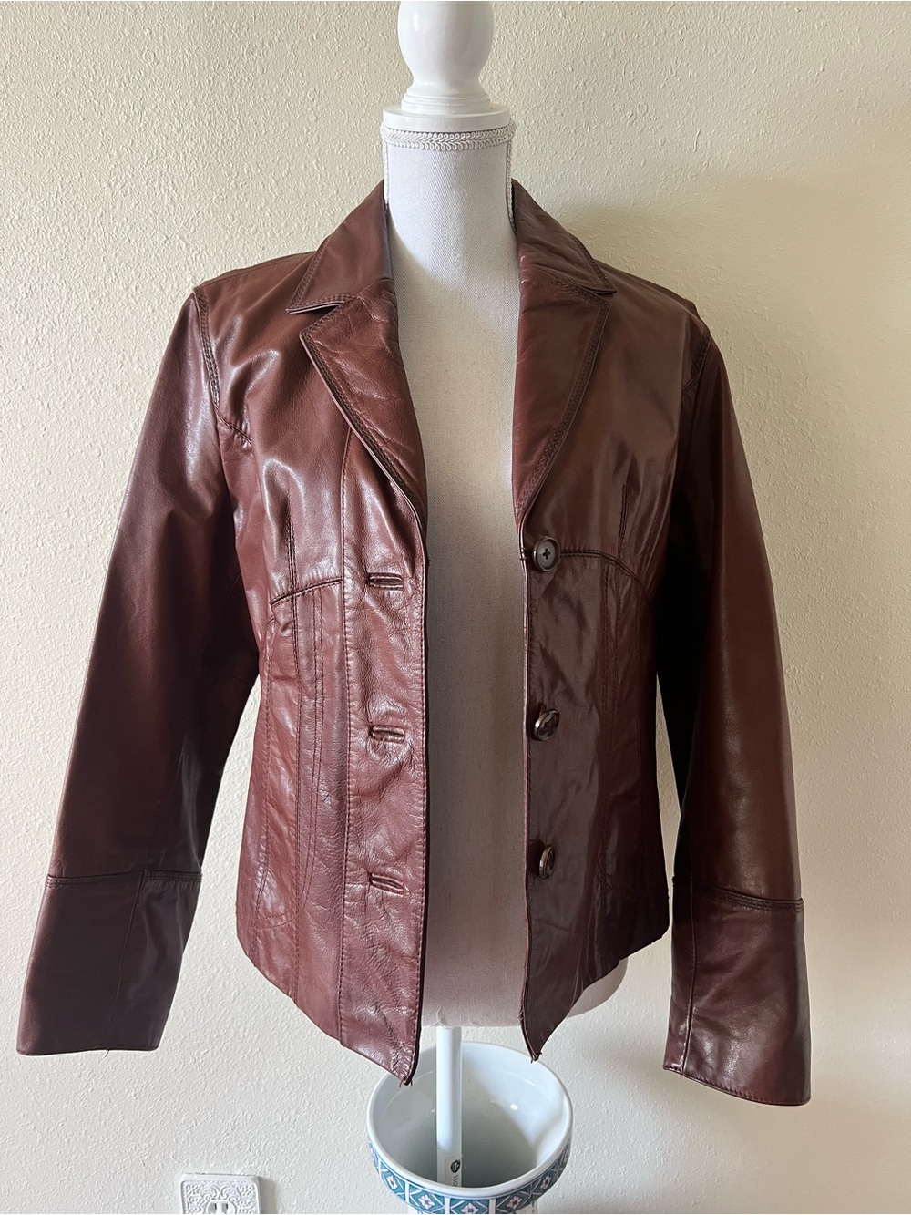 Vintage Genuine Leather Blazer Jacket